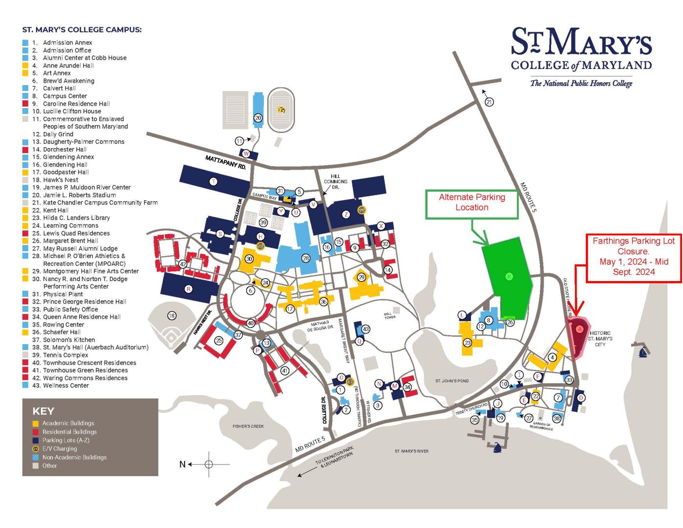 Capital Planning Design St Marys College Of Maryland Parking Lot Project Map 